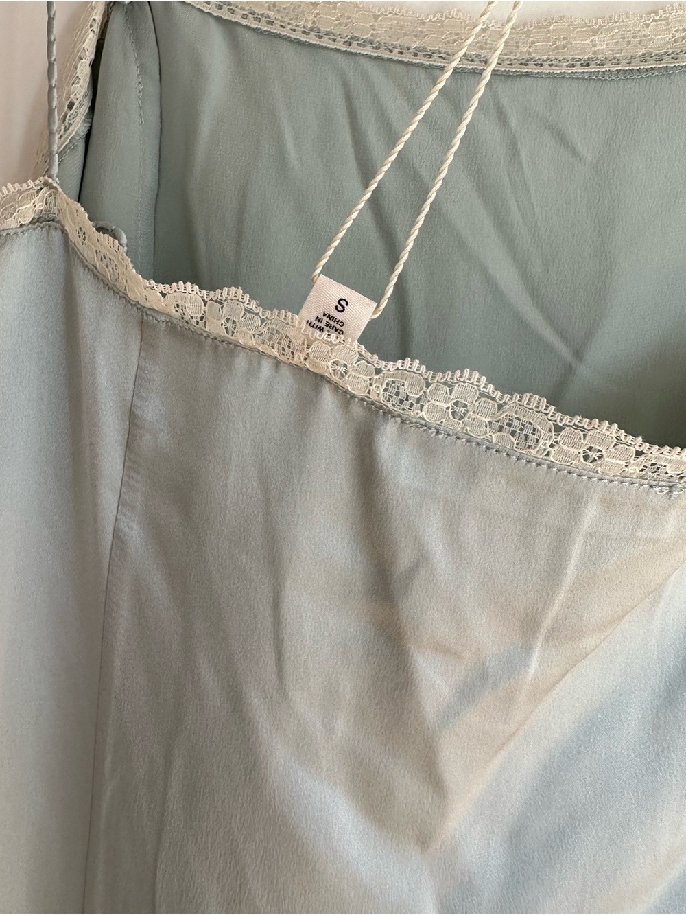 Light Blue Slip Maxi Dress with Ruffle Hem - Picture 5 of 7